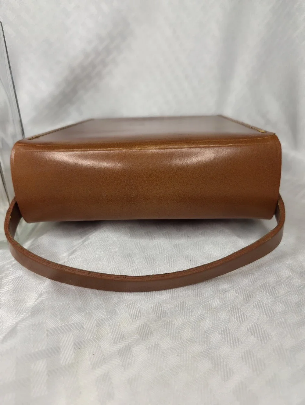 Vintage MCM Portable Bartender Leather Set 3 Glass Bottles 2 Plastic Shots